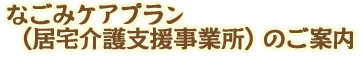 なごみケアプラン(居宅介護支援事業所)のご案内